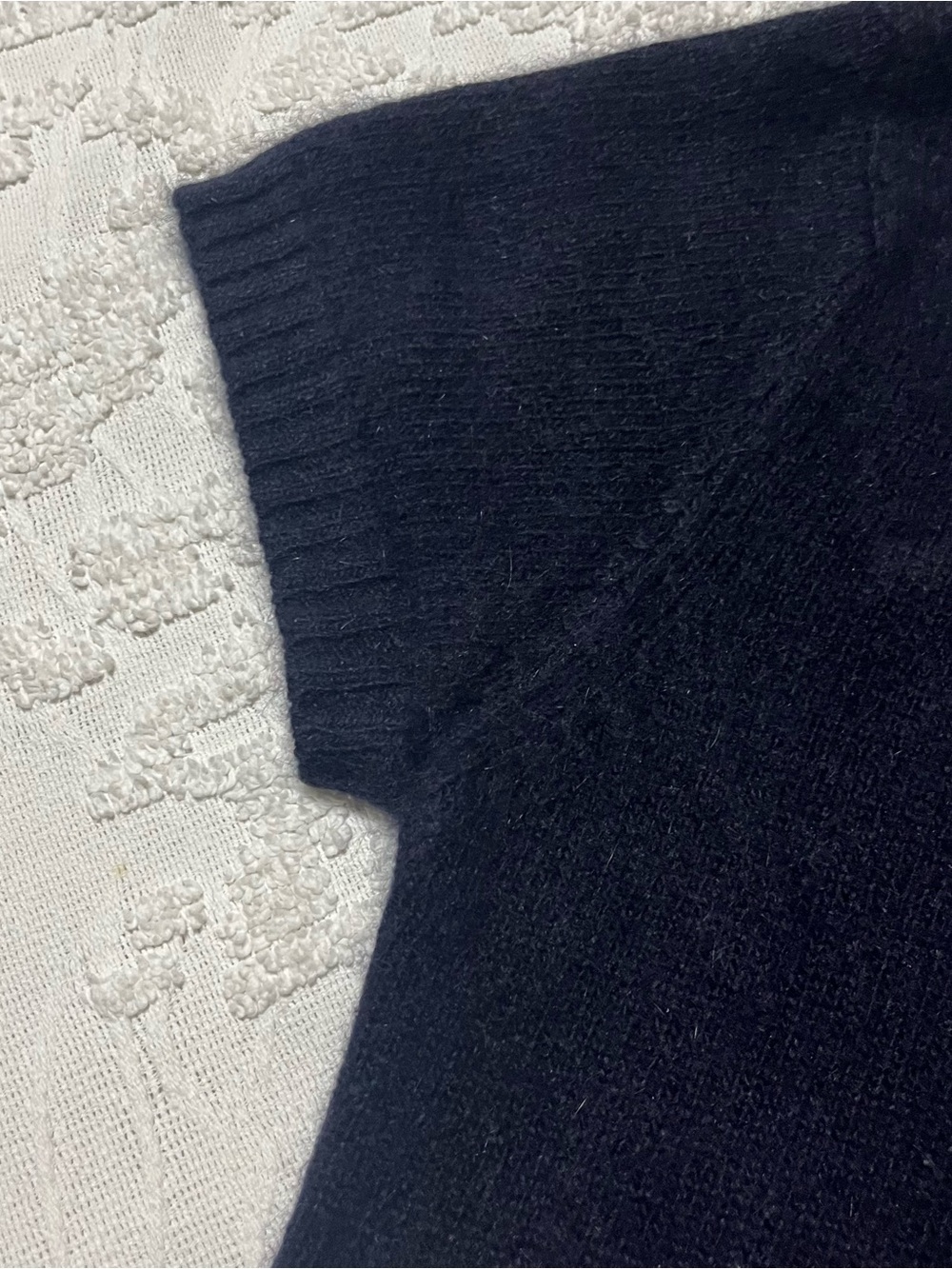 Limited Navy Short-Sleeve Polo Sweater Angora Rabbit Hair - Picture 4 of 4